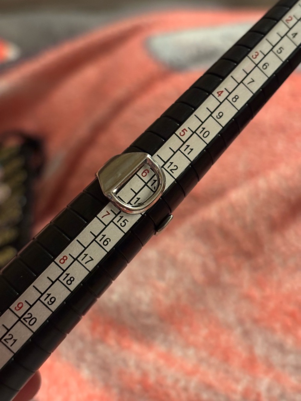 Silver tone letter D Ring